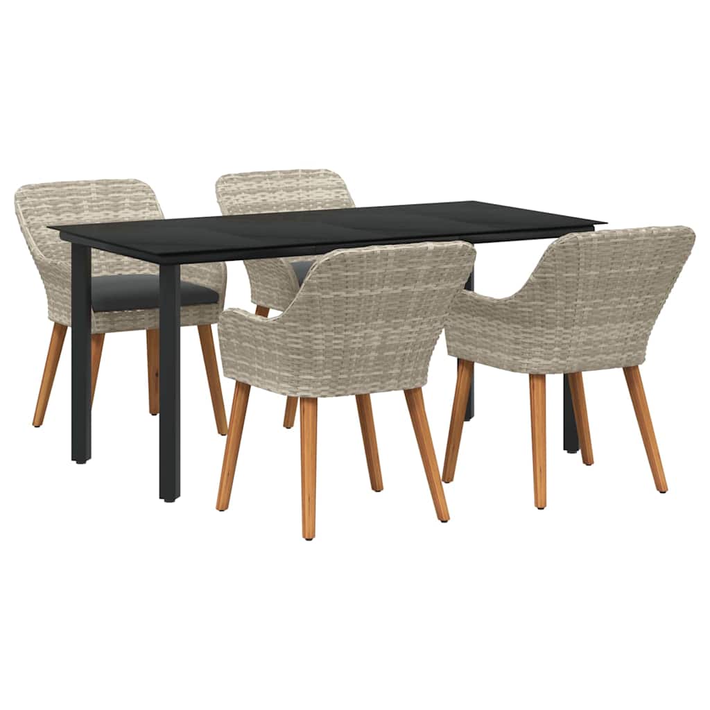 vidaXL Set da pranzo 5 pcs Grigio chiaro Poly Rattan