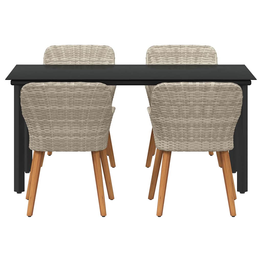 vidaXL Set da pranzo 5 pcs Grigio chiaro Poly Rattan