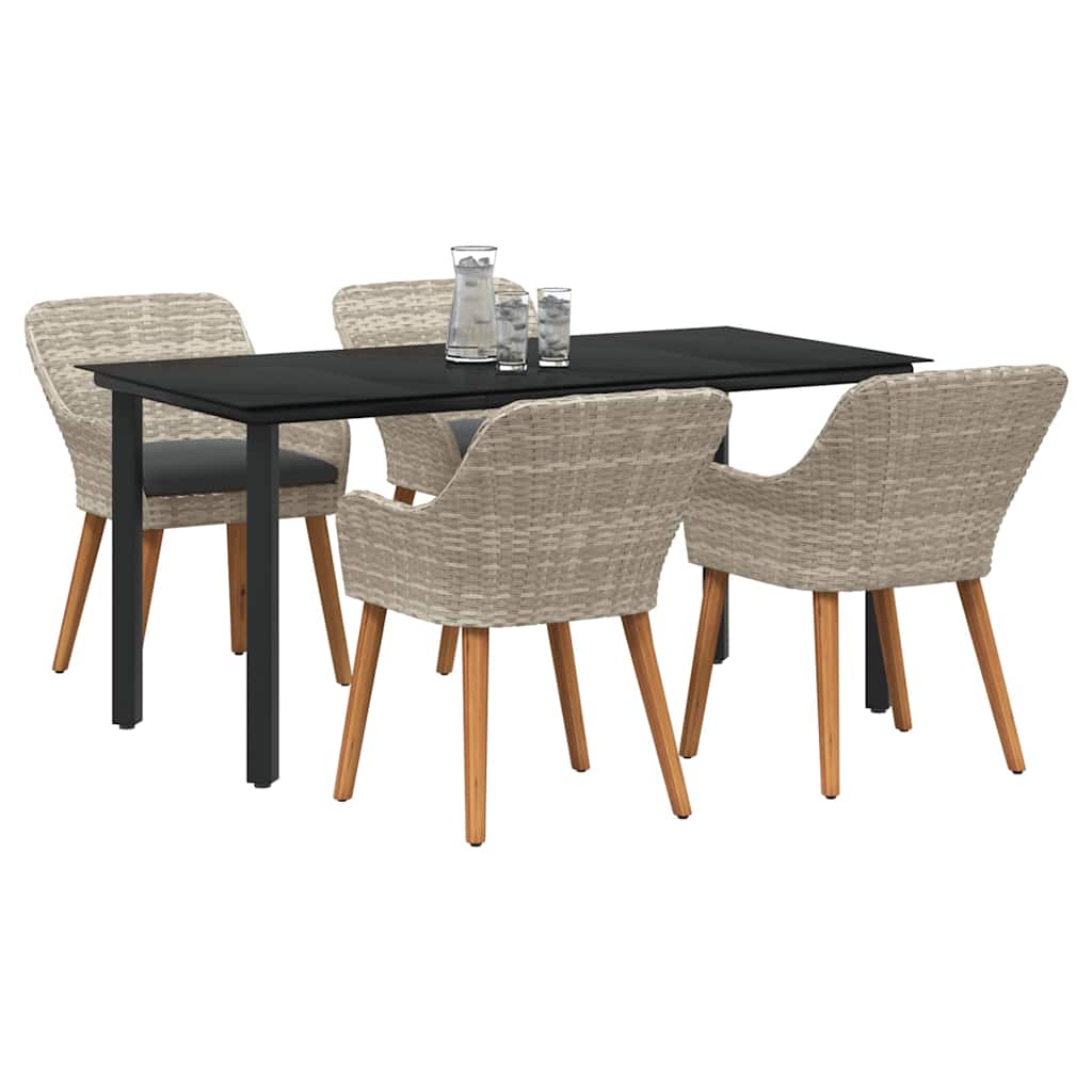 vidaXL Set da pranzo 5 pcs Grigio chiaro Poly Rattan