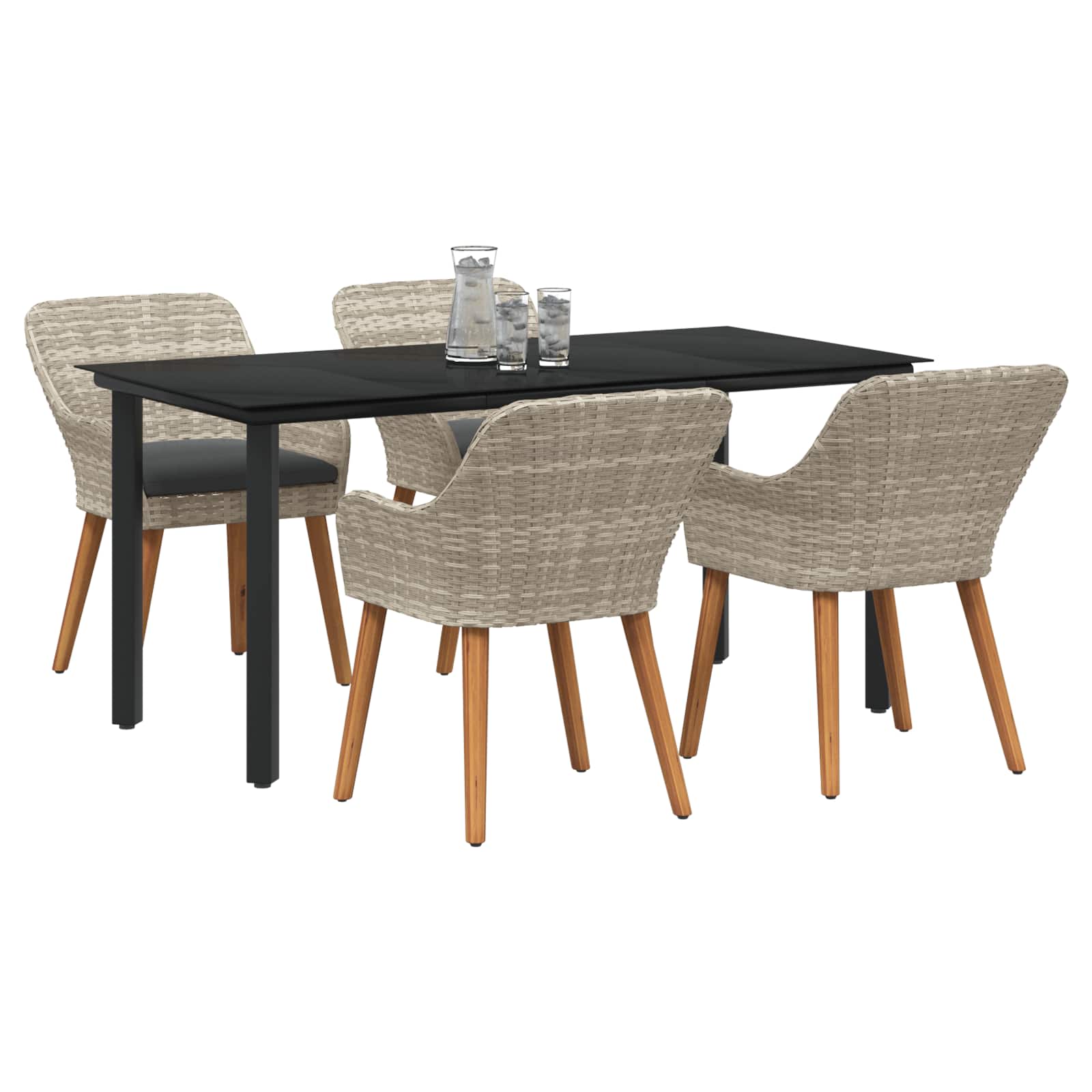 Set da pranzo Grigio chiaro Poly Rattan 3261715