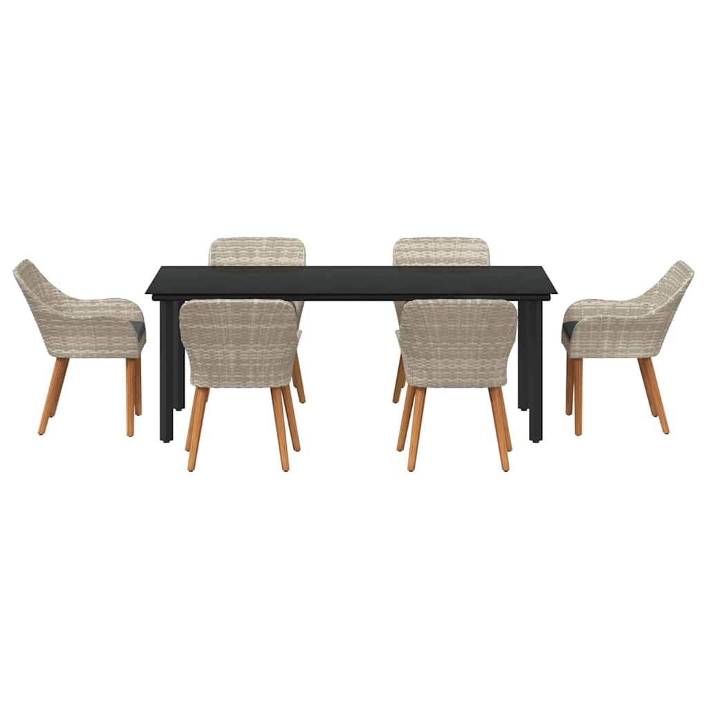 Set da pranzo 7 pcs Grigio chiaro Poly Rattan 3261717