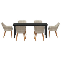 Set da pranzo 7 pcs Grigio chiaro Poly Rattan 3261717