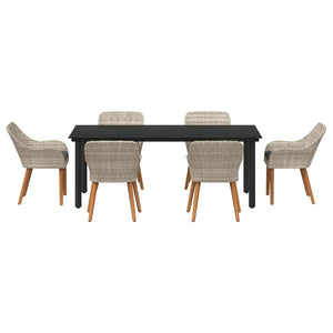 Set da pranzo 7 pcs Grigio chiaro Poly Rattan 3261717