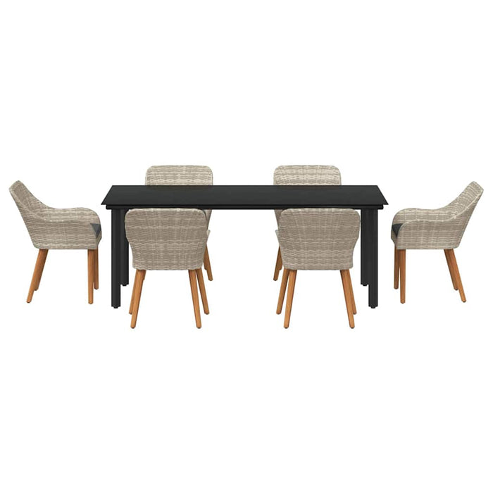 Set da pranzo 7 pcs Grigio chiaro Poly Rattan 3261717