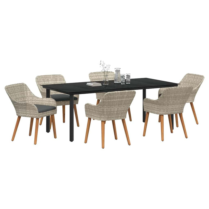 Set da pranzo 7 pcs Grigio chiaro Poly Rattan 3261717