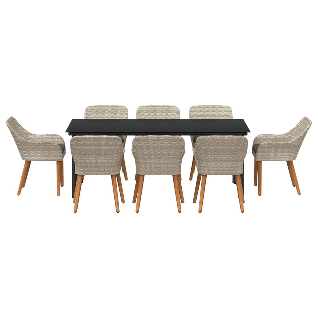 Set da pranzo 9 pcs Grigio chiaro Poly Rattan 3261718
