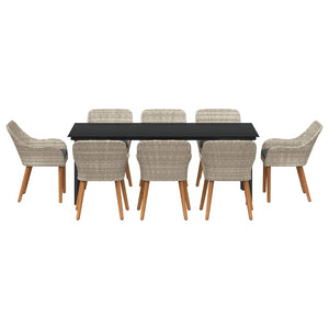 Set da pranzo 9 pcs Grigio chiaro Poly Rattan 3261718