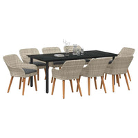 Set da pranzo 9 pcs Grigio chiaro Poly Rattan 3261718
