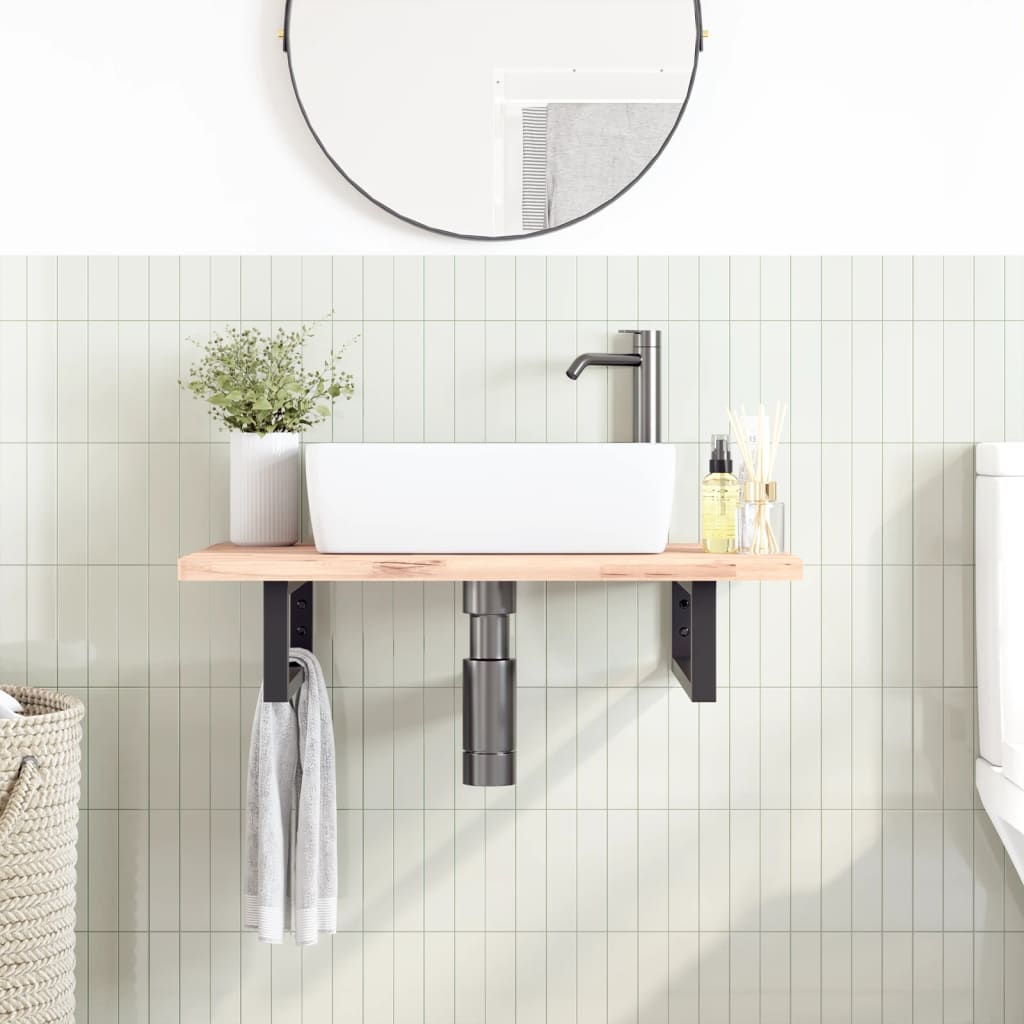 Reggimensole per Lavabo 2 pz-Supporti per mensole a muro Nere Rettangolari in Acciaio 445449