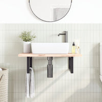 Reggimensole per Lavabo 2 pz-Supporti per mensole Nere Rettangolari in Acciaio