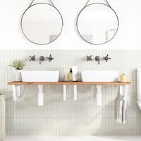 Reggimensole per Lavabo 2 pz Bianche Trapezio in Acciaio 4007280