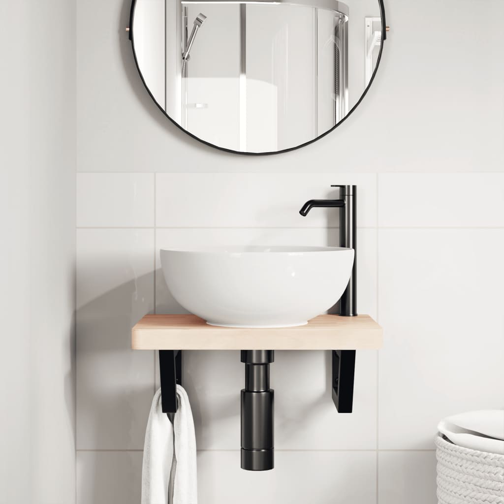 Reggimensole per Lavabo 2 pz Nere Trapezio in Acciaio 4007283