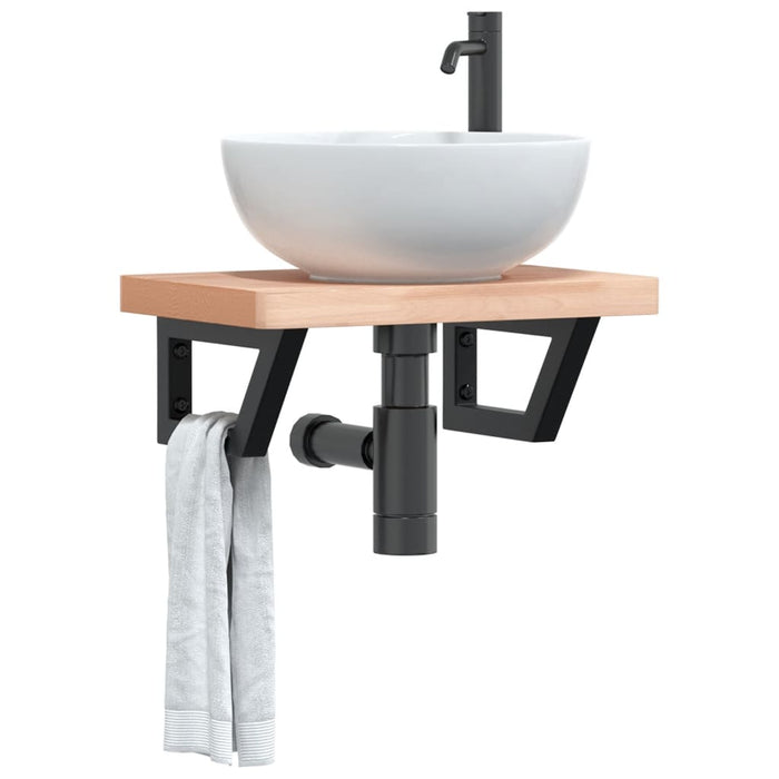 Reggimensole per Lavabo 2 pz-Supporti per mensole a muro Nere Trapezio in Acciaio 224505