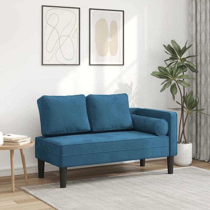 Chaise Longue con Cuscini Blu in Velluto 4007570
