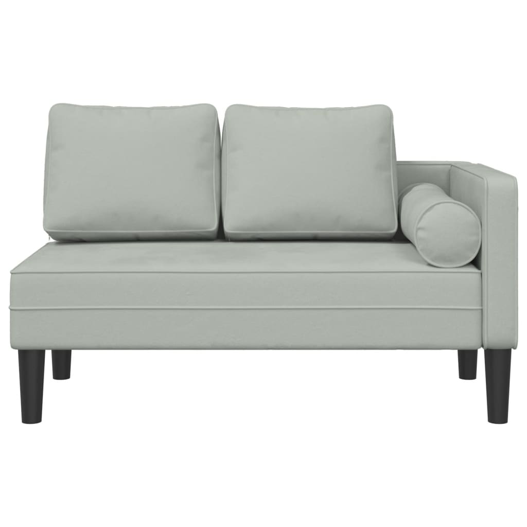 vidaXL Chaise Longue con Cuscini Grigio Chiaro in Velluto