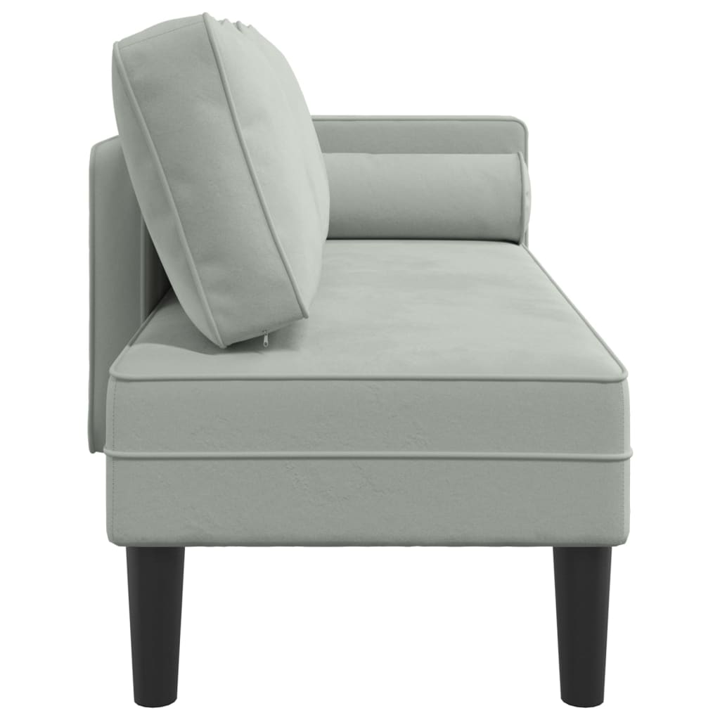 Chaise Longue con Cuscini Grigio Chiaro in Velluto 4007571