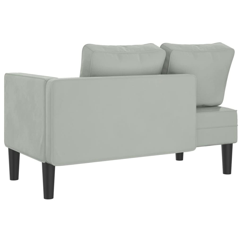 Chaise Longue con Cuscini Grigio Chiaro in Velluto 4007571