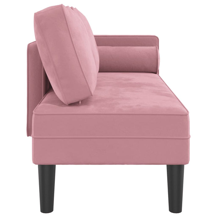 Chaise Lounge con Cuscini Rosa in Velluto