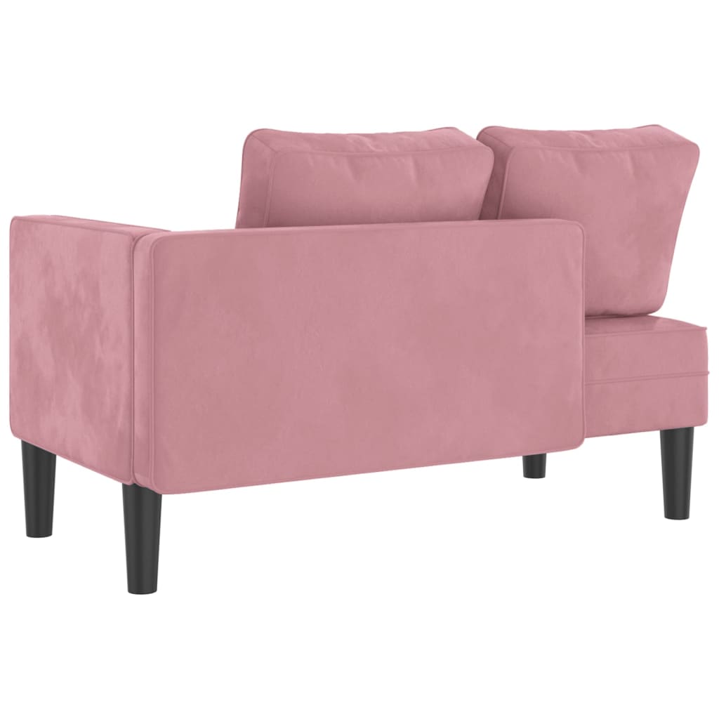 Chaise Lounge con Cuscini Rosa in Velluto