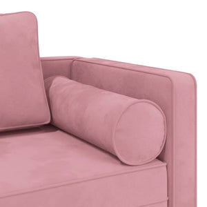 Chaise Lounge con Cuscini Rosa in Velluto