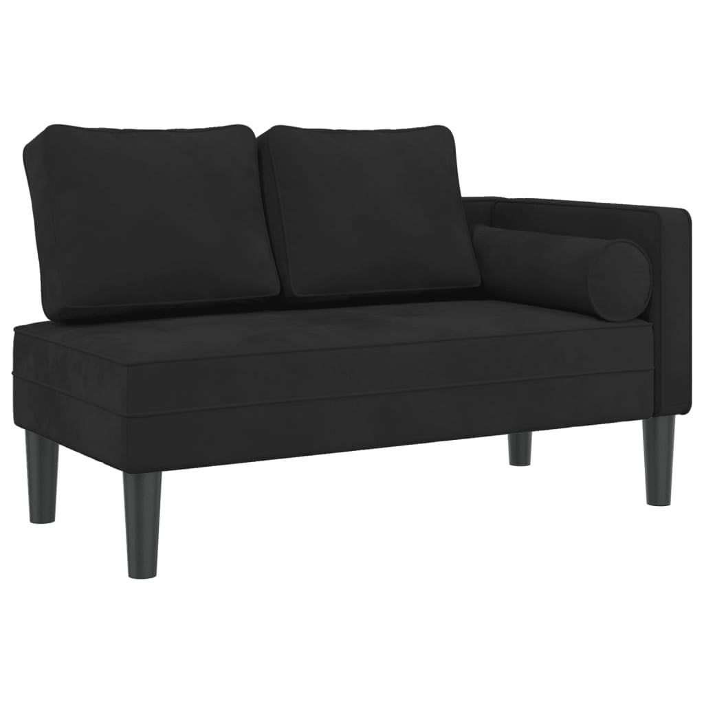 Chaise Lounge con Cuscini Nero in Velluto 4007576