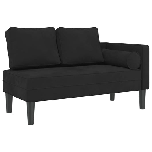 Chaise Lounge con Cuscini Nero in Velluto 4007576