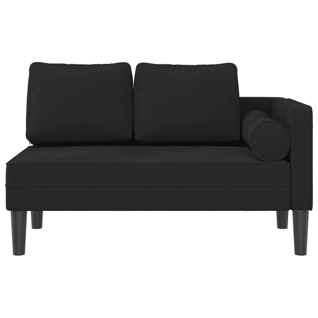Chaise Lounge con Cuscini Nero in Velluto