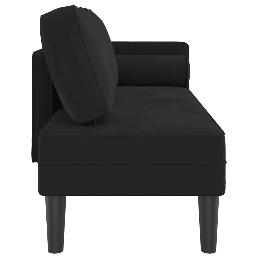 Chaise Lounge con Cuscini Nero in Velluto