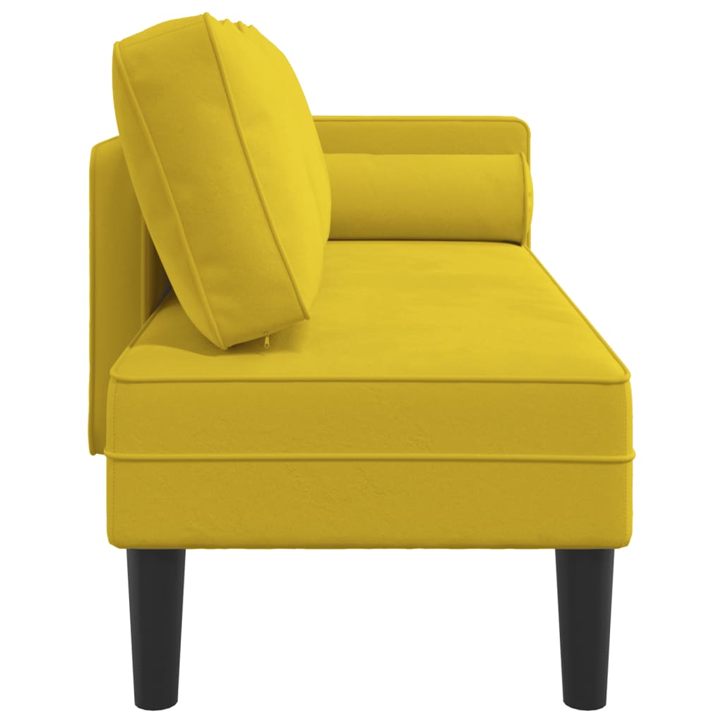 Chaise Longue con Cuscini Giallo in Velluto