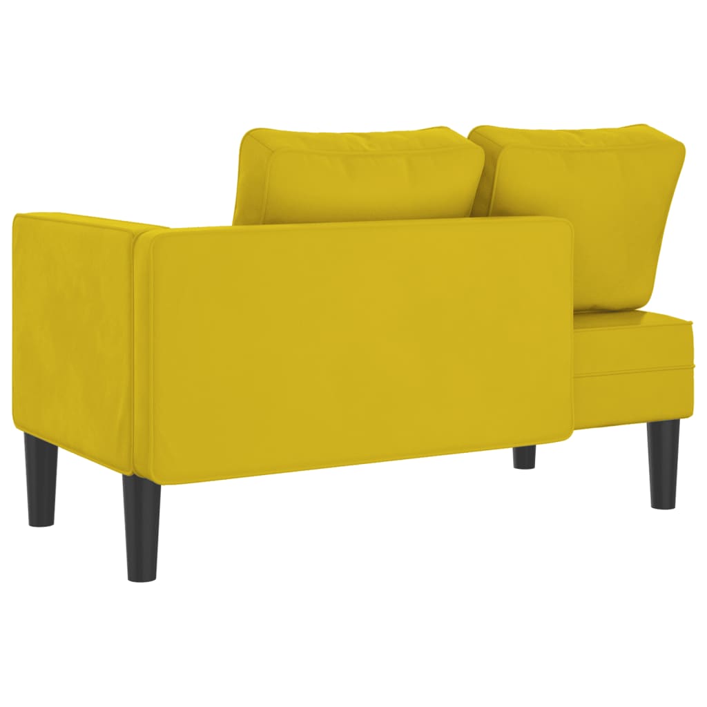 Chaise Longue con Cuscini Giallo in Velluto