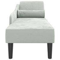 Chaise Longue con Cuscini Grigio Chiaro in Velluto