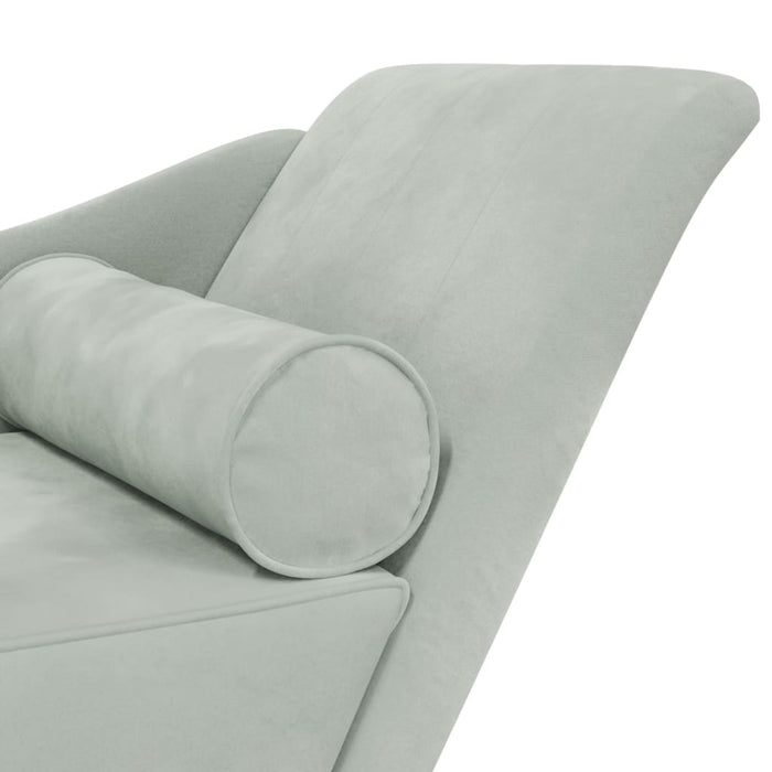 Chaise Longue con Cuscini Grigio Chiaro in Velluto