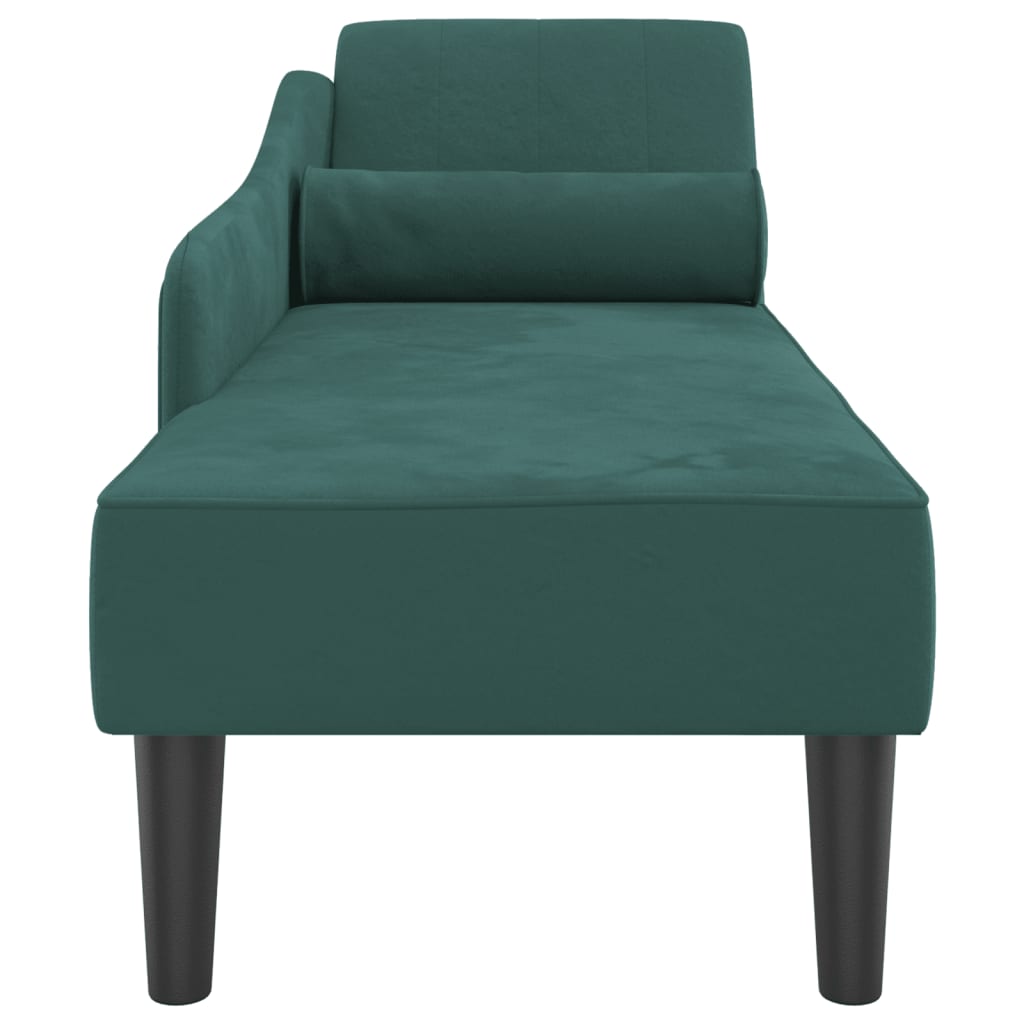 Chaise Longue con Cuscini Verde Scuro in Velluto 4007590