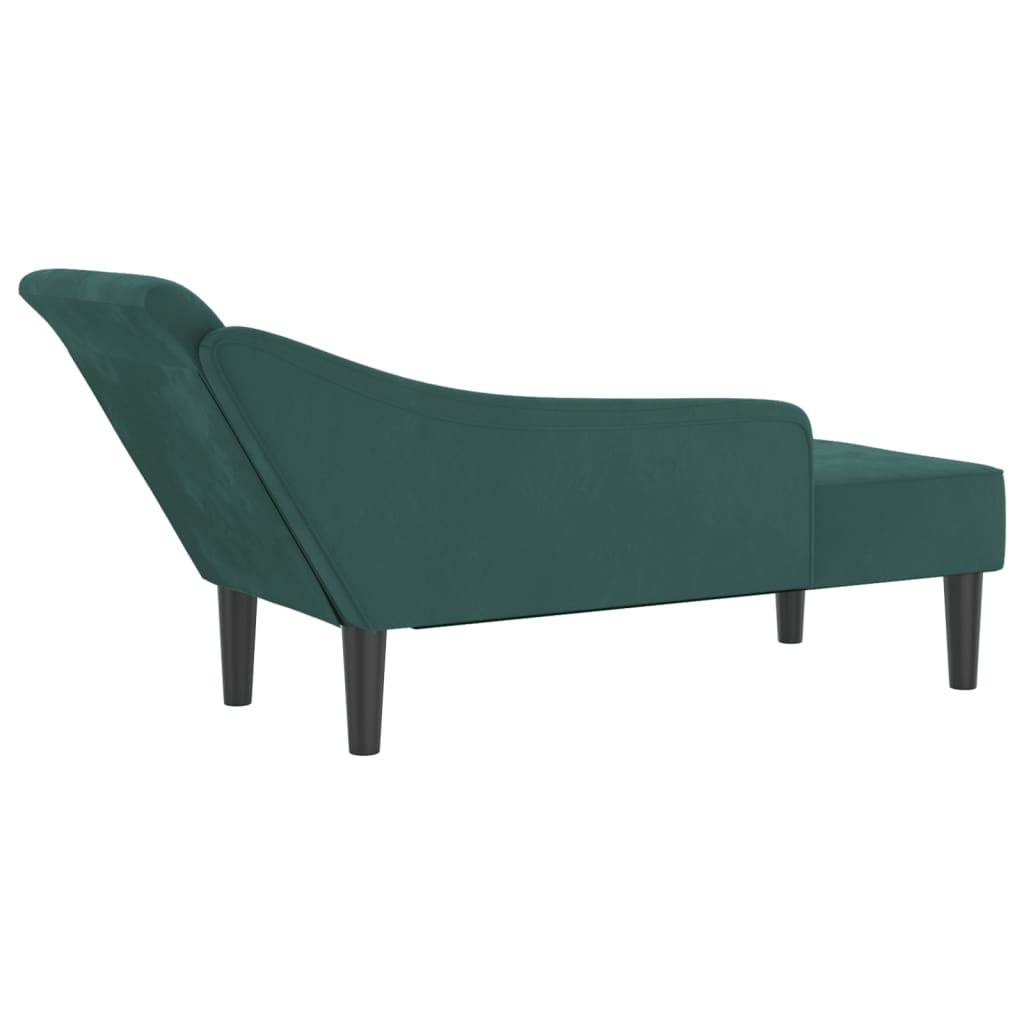 Chaise Longue con Cuscini Verde Scuro in Velluto 4007590