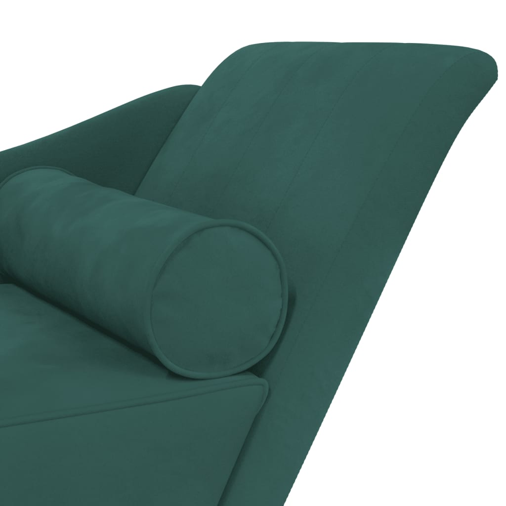 Chaise Longue con Cuscini Verde Scuro in Velluto 4007590