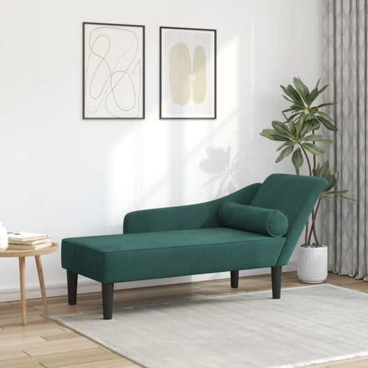 Chaise Longue con Cuscini Verde Scuro in Velluto 4007590