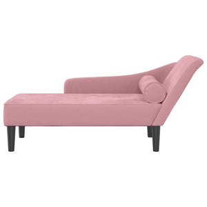 vidaXL Chaise Lounge con Cuscini Rosa in Velluto