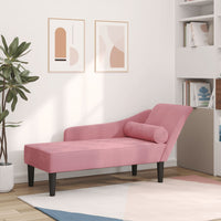 vidaXL Chaise Lounge con Cuscini Rosa in Velluto