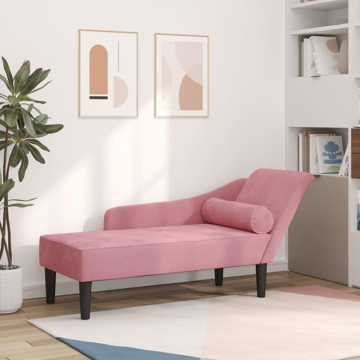 vidaXL Chaise Lounge con Cuscini Rosa in Velluto