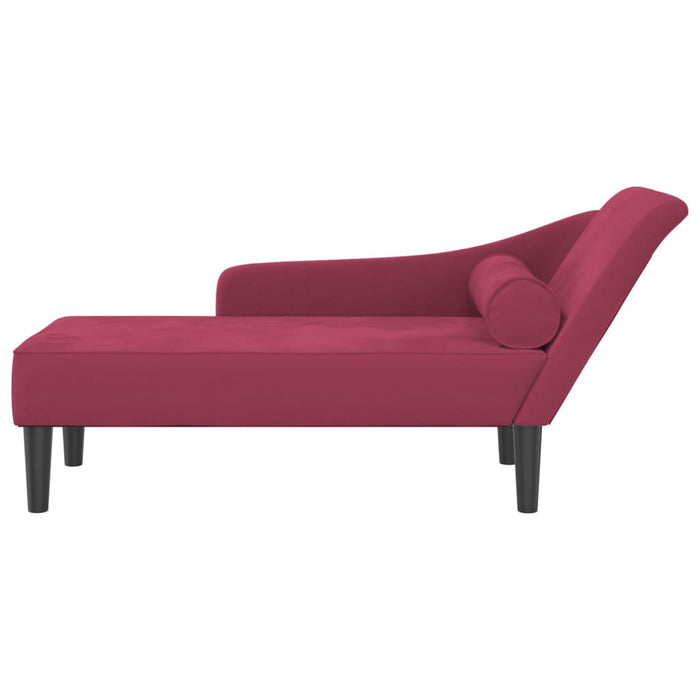 vidaXL Chaise Lounge con Cuscini Rosso Vino in Velluto