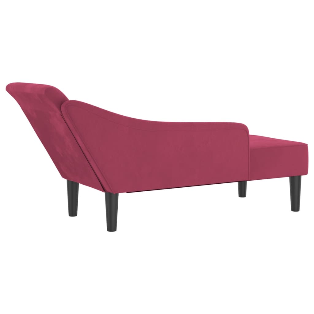 vidaXL Chaise Lounge con Cuscini Rosso Vino in Velluto