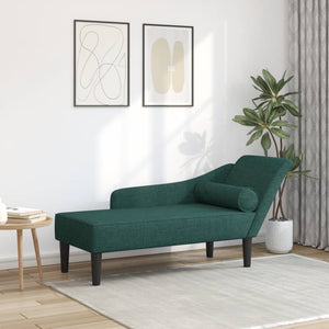 vidaXL Chaise Longue con Cuscini Verde Scuro in Tessuto