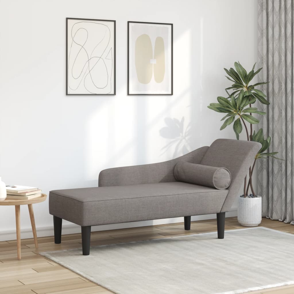vidaXL Chaise Longue con Cuscini Tortora in Tessuto