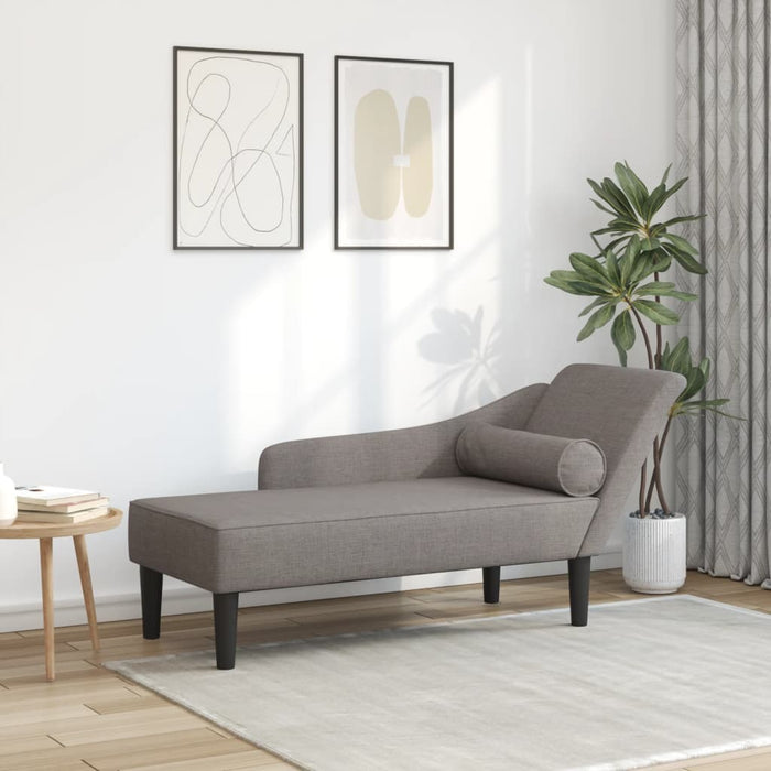 vidaXL Chaise Longue con Cuscini Tortora in Tessuto
