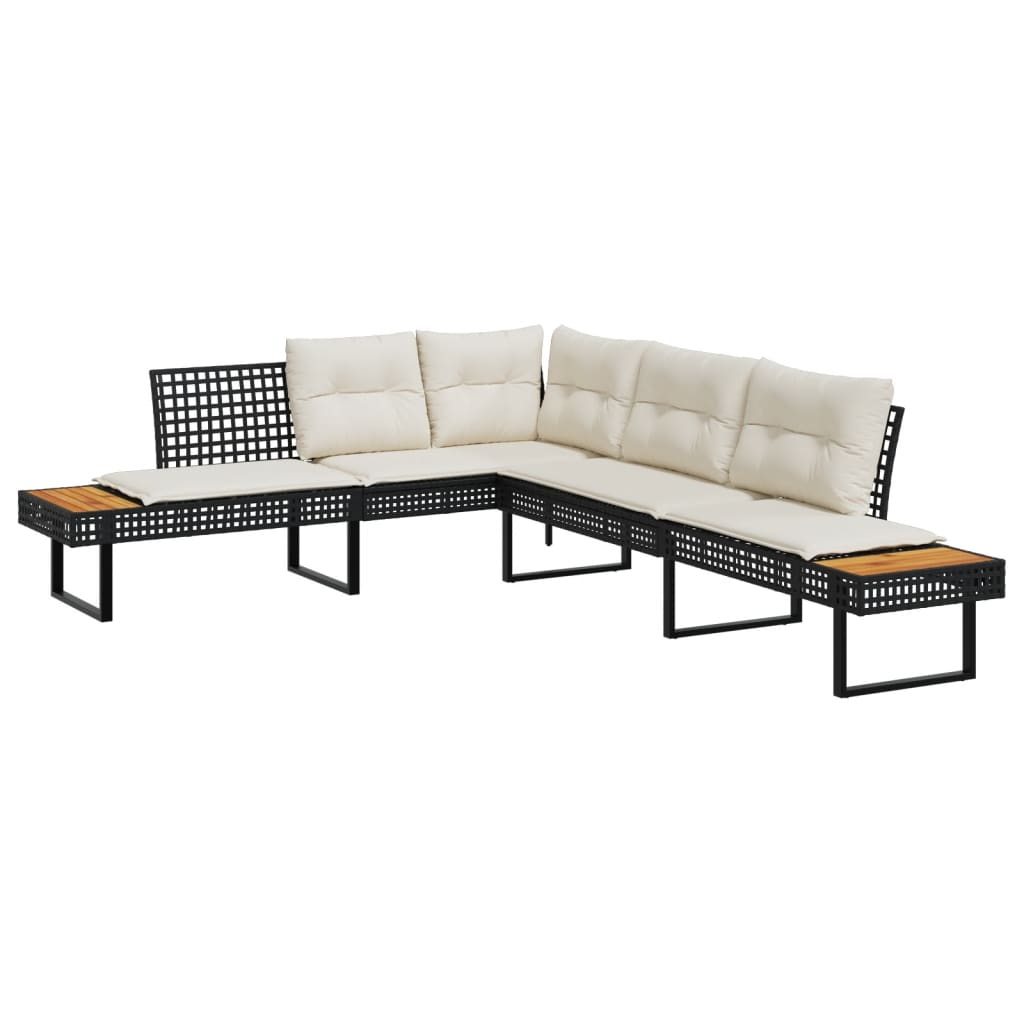 vidaXL Set Divani da Giardino 2 pz con Cuscini Nero Polyrattan Acacia