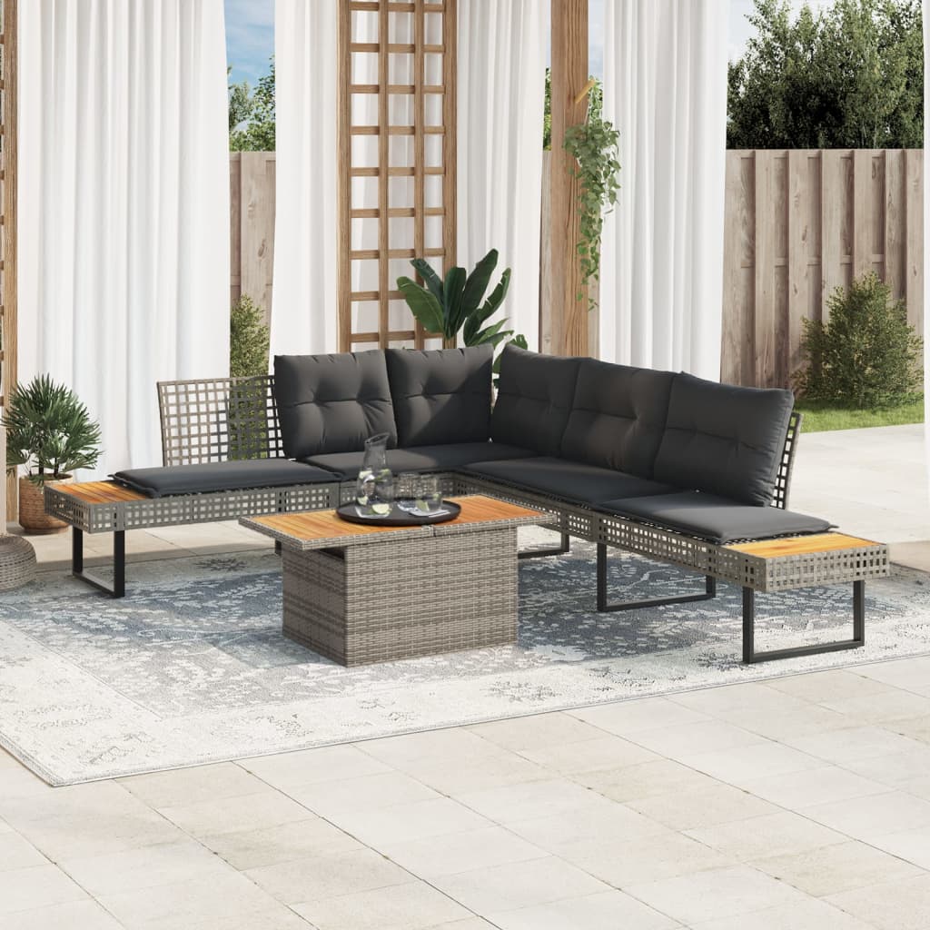 Set Divani da Giardino 2pz con Cuscini Grigio Polyrattan Acacia 3277500