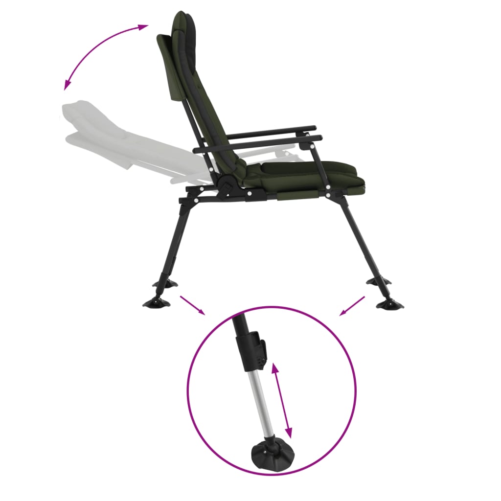 Sedia da Pesca con Braccioli Pieghevole Verde