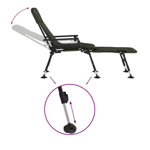 Lettino da Pesca Gambe Anti Fango Regolabili Pieghevole Verde 4006420