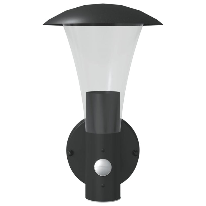 Applique per Esterno con Sensore 2 pz Nere in Acciaio Inox