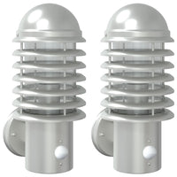 Applique per Esterno con Sensore 2 pz Argento in Acciaio Inox 4006251